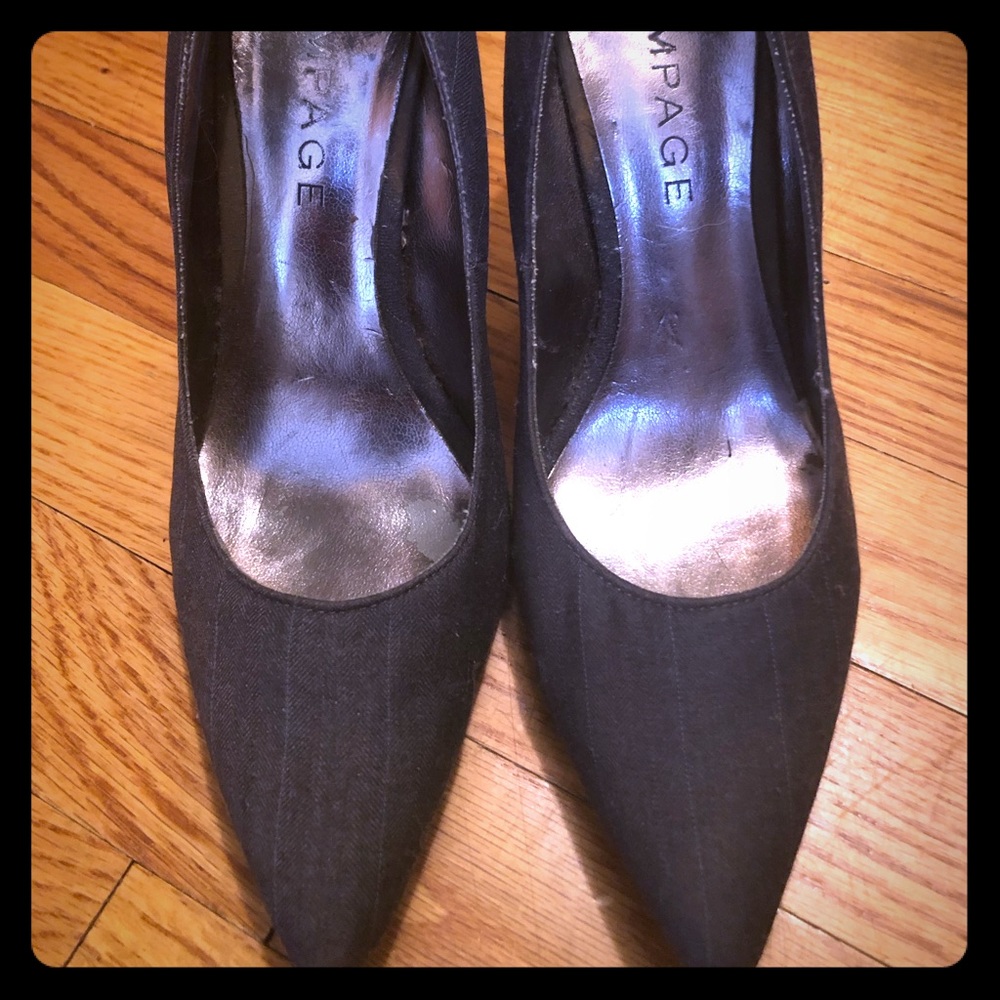 Navy pinstripe heels